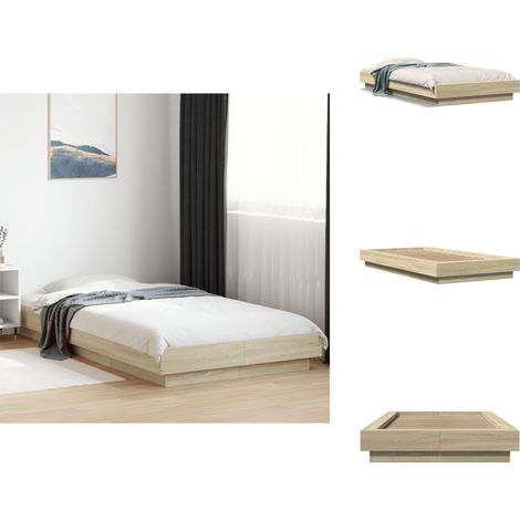 Cadre de lit sans matelas chêne sonoma 100x200 cm - Cadre De Lit - Lit Double - Lit Moderne - Lit Chêne Sonoma - Meuble Chambre À Coucher (1/5)