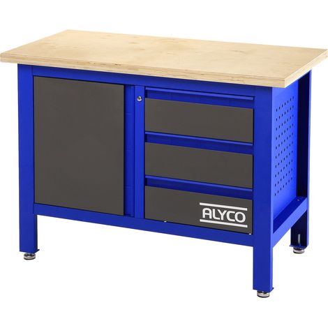 Mesa de trabajo de 3 cajones y portón 1200x600x865 mm ALYCO (1/2)