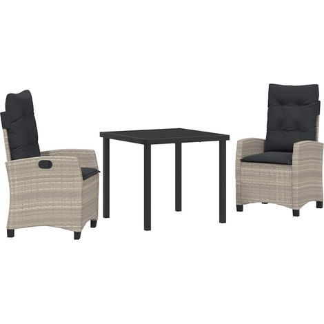 Ensemble de salle à manger pour jardin 3 pcs,Salon de jardin Gris clair CFW22305 (1/5)