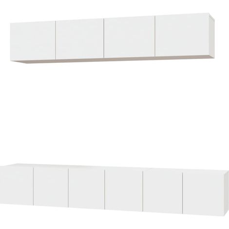 Conjunto de muebles mueble aparador TV televisión salón dormitorio salón 5 piezas blanco madera contrachapada 020024865