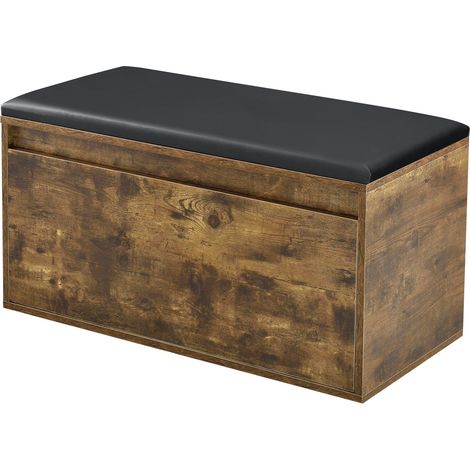 Banc à chaussures design avec tiroir meuble pour entrée avec siège rembourré range-chaussures stylé pour 3 paires panneau de particules pu synthétique 80 x 39 x 45 cm chêne foncé noir