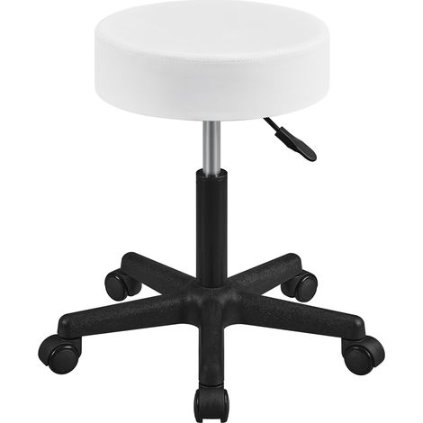 Homevive Taburete Giratorio de Bar Silla de Trabajo de Polipiel con Altura Ajustable para Hogar Oficina Centro de Belleza, Blanco