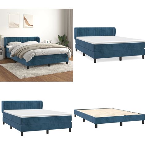 Boxspringbett mit Matratze Dunkelblau 140x200 cm Samt - Samtbett - Boxspringbett - Doppelbett - Bettauflage - Matratze - Home & Living (1/5)