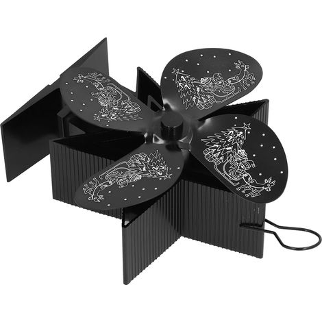 Ventilateur de cheminée à 4 pales, motif Père Noël, pour une distribution optimale de la chaleur et une circulation d'air chaud (noir) (1/5)