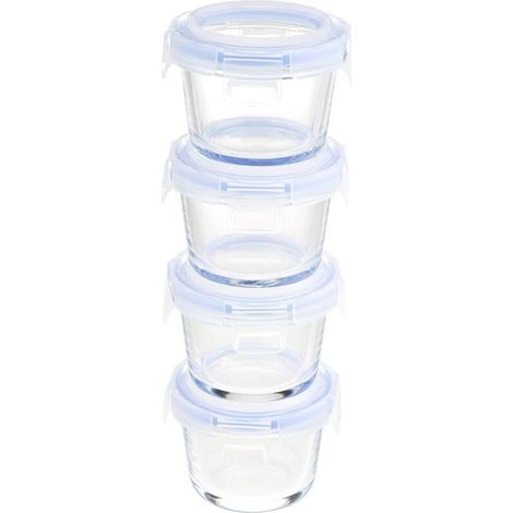 Glasbehälter, 720 ml, transparent mit blauen Deckeln, 4er-Set (1/5)