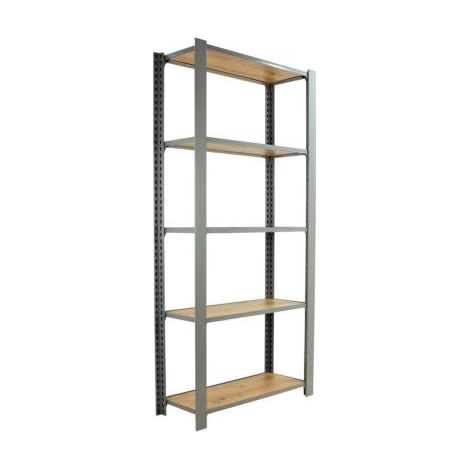 Étagère en métal gris nodi 5 étagères charge 200 kgs dim.2100x1600x300mm sans vis (1/2)