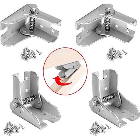 4 bisagras plegables, bisagras autoblocantes, bisagras autoblocantes, adecuadas para patas de mesas plegables, 67x60x53 mm, capacidad de carga de 80 kg (2 izquierdas y 2 derechas). (1/5)
