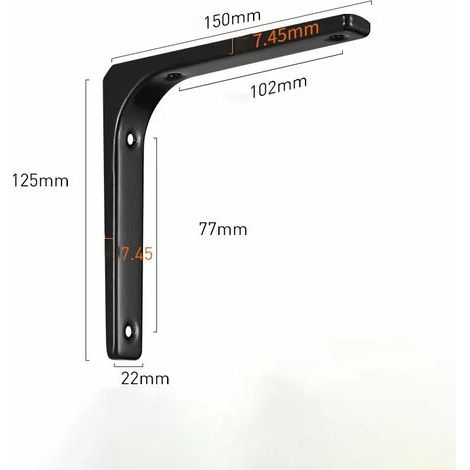 Lot de 2 - Équerre Étagère - Équerre Murale Charge Lourde - Équerre Étagère Murale En Forme De l - 150 x 125 mm (1/5)
