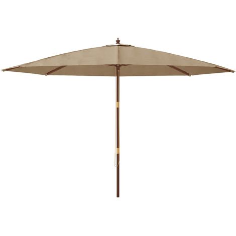 Ombrellone da giardino con palo in legno 400 x 273 cm tortora 020008361