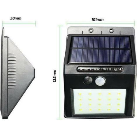 2x 25 LED Applique murale étanche À l'extérieur Capteur de mouvement solaire PIR (1/4)