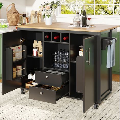 Meuble rangement buffet cuisine pliant 137,9 cm noir OKMYHOME (1/5)