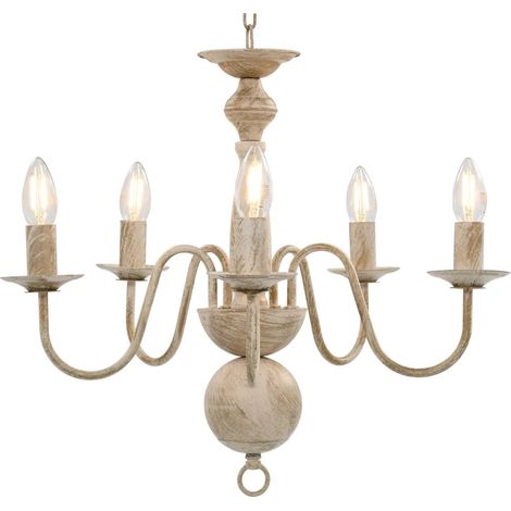 Lustre classique design antique salle à manger 50 x 45 cm en métal blanc antique