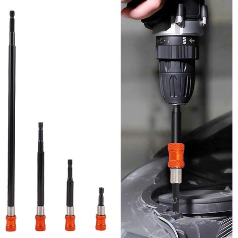 Porte-embouts à changement rapide en 4 pièces, rallonge pour embout de perçage hexagonal de 1/4 pouce, longueurs de 12, 6, 4 et 2-3/8 pouces (1/5)