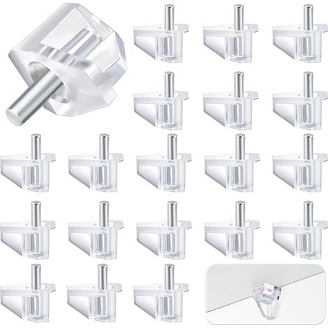 3 Millimeter or 1/8 Inch Shelf Bracket Clear Plastic Bracket Small Cabinet Shelf Pins Replacement Peg Cabinet Shelf Brackets Shelf Bracket Pins (20 Pieces)