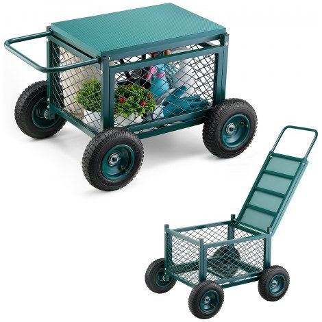 Gartenrollsitz  760x520x440 mm, Rollbar Gartensitz aus Metall mit Rädern, trägt bis zu 180 kg, Rollsitz, Outdoor-Wagen und Hocker auf Rädern für Rasen, Terrasse, Hinterhof (1/5)
