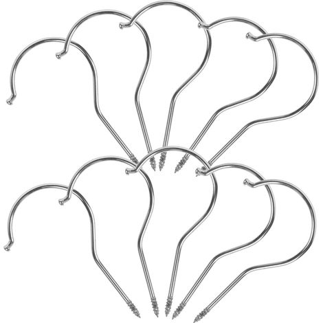 Lot de 10 Crochets à Vis en Fer Chromé Argenté Robustes et Résistants la Rouille pour Cintres, Adaptés aux Travaux Manuels L’intérieur du Salon (1/5)