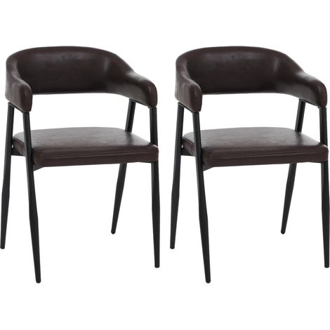 [NUNCA USADO] Juego de 2 sillas de comedor HHG-685, silla de cocina, silla con respaldo, silla tapizada, estilo industrial retro vintage, piel sintética, marrón oscuro