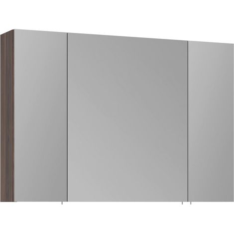 Mobile da bagno con specchio "Side 100" - 100 x 16 x 66 cm - Noce scuro (1/3)