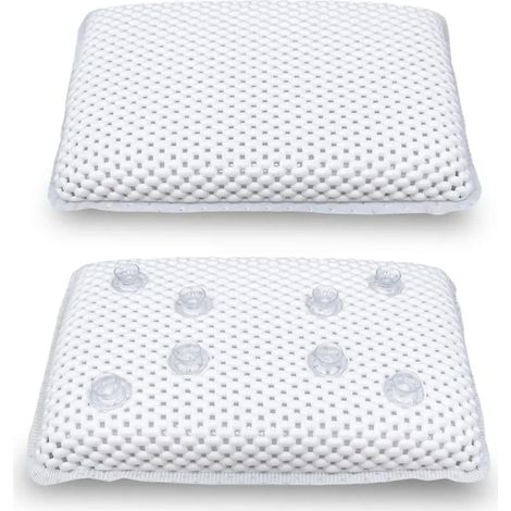 Cuscino per vasca da bagno, cuscino da bagno con 8 ventose, 29 x 20 x 5,7 cm, bianco (1/5)