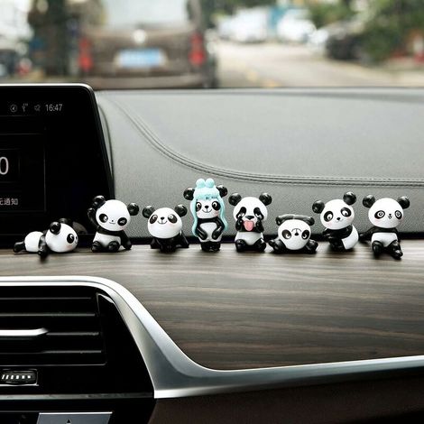 Intérieur de voiture Mini Panda Doll Decoration 8 pièces (1/5)