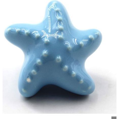 HONORNIC - (Paquet de 5 vis incluses) bouton de tiroir bleu boutons d'armoire en céramique poignée de chambre d'enfants en forme d'étoile de (1/3)