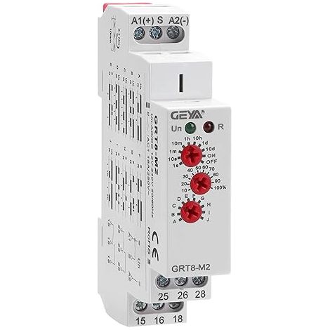 Relè temporizzato multifunzione GEYA 16A con 10 funzioni, controllo a 2 SPDT (GRT8-M2, AC/DC12V-240V) (1/5)