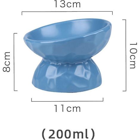 Gamelle surélevée en céramique pour chat, gamelle inclinée anti-stress pour chat, moins de 200 ml, petite, bleue (1/5)