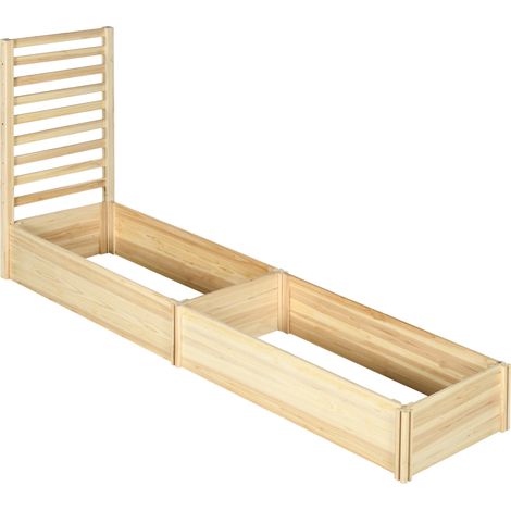 Jardinière avec treillis, bac à fleurs, jardinière de jardin, dimensions 230 x 60 x 110 cm (L x l x H), aspect bois (1/5)