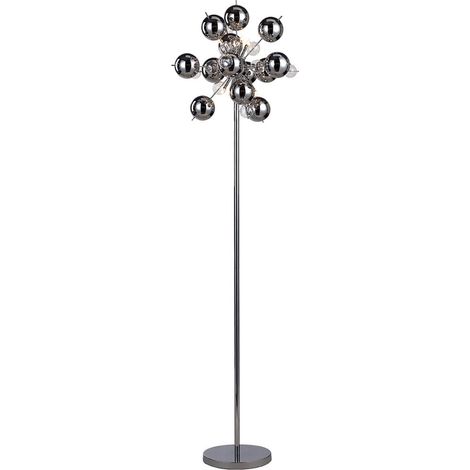 Lampadaire Design Explosion en Métal et Verre Chrome, Luminaire Décoratif Salon 169 cm, G9 - PANGIVO (1/5)