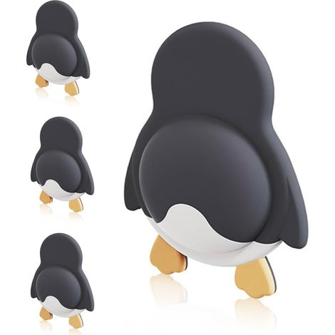 Juego de 4 topes de puerta, topes de pared, topes de puerta, topes de puerta de silicona reutilizables (pingüino) (1/2)