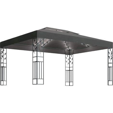 Tonnelle avec double toit et lumières LED 3x4 m Anthracite (1/5)