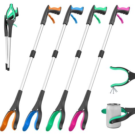 81 cm Set of 4 Picking Up Clips for Indoor/Outdoor Cleaning Foldable Gripper, Heavy Duty Long Reach Waste Catcher with 360° Rotating Jaw and Magnetic Tip (1/5)