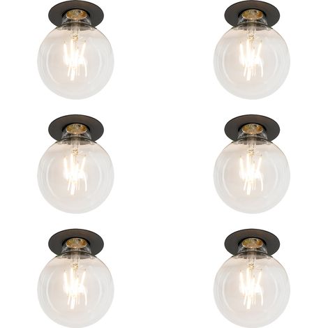 Set of 6 Modern Recessed Spotlights Black - Insight