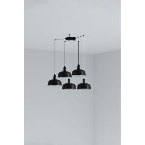 Faro Tatawin Mittlere Cluster-Hängedeckenleuchte, Schwarz glänzend, 5 x E27