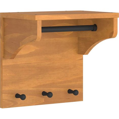 Práctico perchero rústico de pared 43 x 30 x 42 cm fabricado en pino macizo natural 020056689