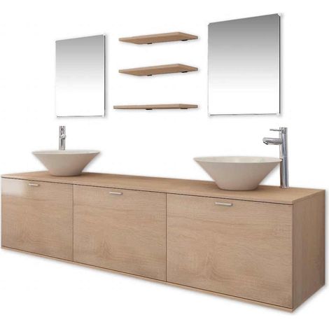 Maison Exclusive - 10-tlg. Badmöbel-Set mit Waschbecken und Wasse (1/5)