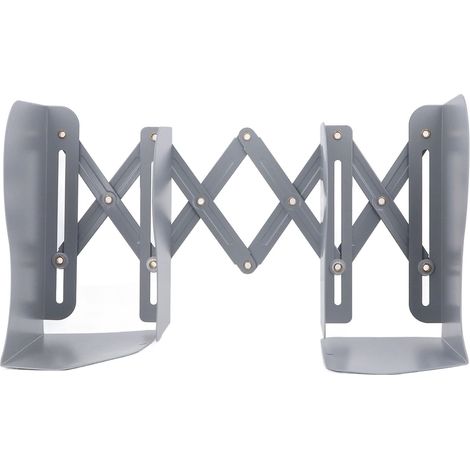 Lot métallique extensible pour livres, rangement ajustable gris, finition pliable, idéal bureau école maison (1/5)