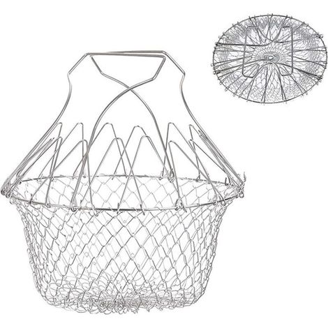 Panier à Frire, Panier a Salade Tamis Cuisine Inoxydable Fry Extensible Chef Panier Cuisine (1/5)