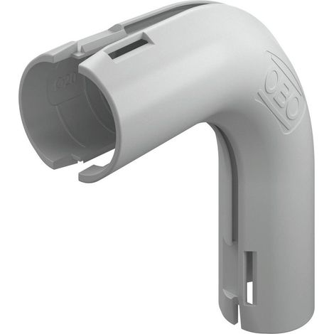 OBO Bettermann Quick-Pipe-Bogen 90° M20 Polypropylen lichtgrau RAL 7035, 2154054 (1/2)