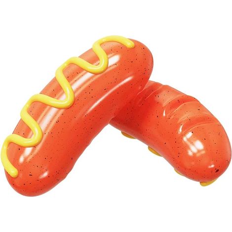 4pcs Accessoires pour animaux, jouets à mâcher sonores, bâtons pour molaires, hot dogs et saucisses grillées, jouets amusants pour chiens (1/5)