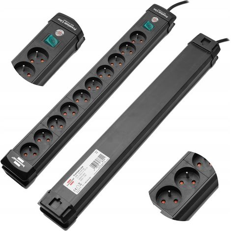 Regleta de enchufes con interruptor, cable alargador de 10G y 3M, tipo brennenstuhl (1/5)