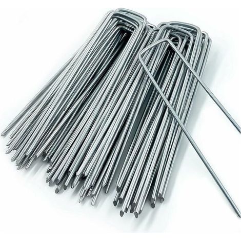 Piquet de Fixation pour Toile de Paillage,50 Piquets de Jardin en Forme de U,pour Bache Anti Herbes,Sardines Camping,Clôture de Jardin,150 MM de Long,25 MM de Large,3 MM de Diamètre, (1/5)
