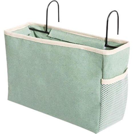 (Blue)Sundry Organiser Canvas Storage Hanging Bag,Bed Side Storage Pocket，Magazine Phone Remote Holder for Home Bed Rails, Sofa, Bunk Beds (1/5)