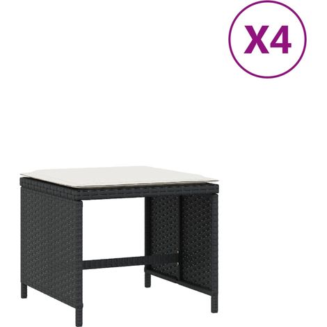 Maison Exclusive - Sgabelli da Giardino con Cuscini 4pz Neri 40x40x35cm Polyrattan