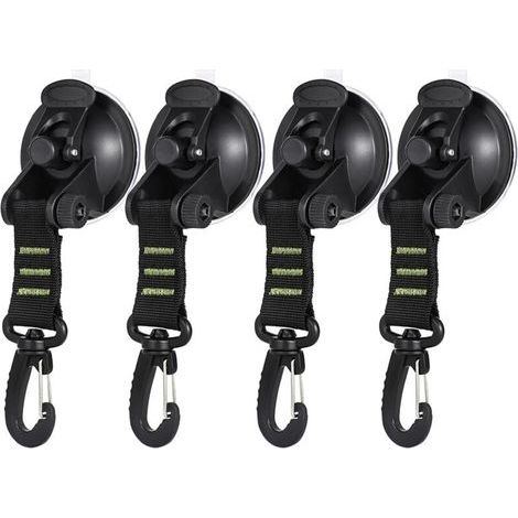 Ancoraggio a ventosa in 4 pezzi con gancio di fissaggio, gancio a ventosa per auto, accessorio per tenda laterale auto, telo da campeggio (verde) (1/5)
