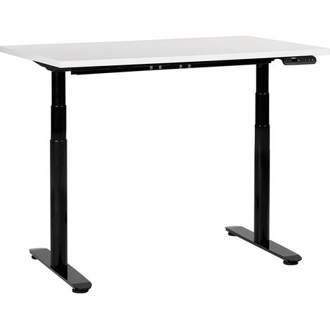 Schreibtisch elektrisch höhenverstellbar DESTINAS Weiß / Schwarz 120 cm 72 cm