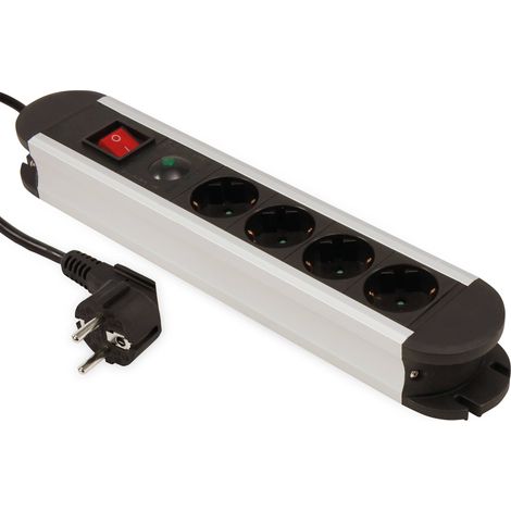 Multiprise MCPOWER SL-04, 4 prises, interrupteur, câble de 1,4 m, protection surtension