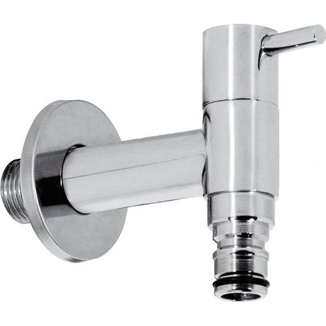 Tres – Robinet extérieur 3450102 – Filetage 1/2" BSP – Montage mural – Raccord rapide pour tuyau d'arrosage – Céramique 1/4 de tour (1/4)