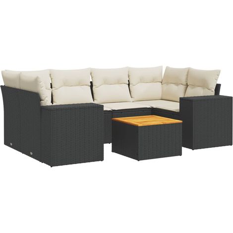 Maison Exclusive - Set Divani da Giardino con Cuscini 7pz Nero Polyrattan (1/5)