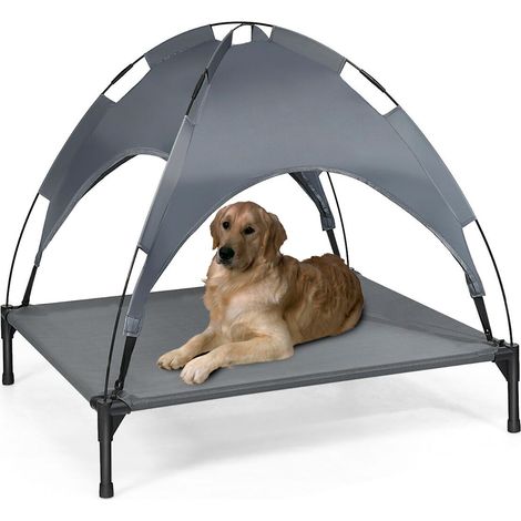 BURI Hundeliege mit Sonnendach 105x86cm Hundebett Schlafplatz Outdoorliege Hundematte